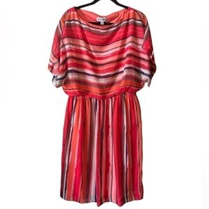 Shelby & Palmer Pink Striped Midi Dress Size 14